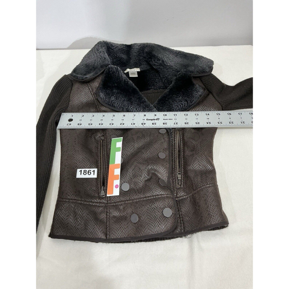 Womans Cache Moto Sweater Jacket Brown Lined Snap Front Closure Wool Blend Xs - Picture 7 of 9